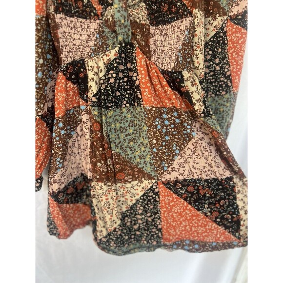SO Babydoll Top Women’s Size Small Patchwork Floral Hippie Boho Cottage Flowy - Picture 3 of 6